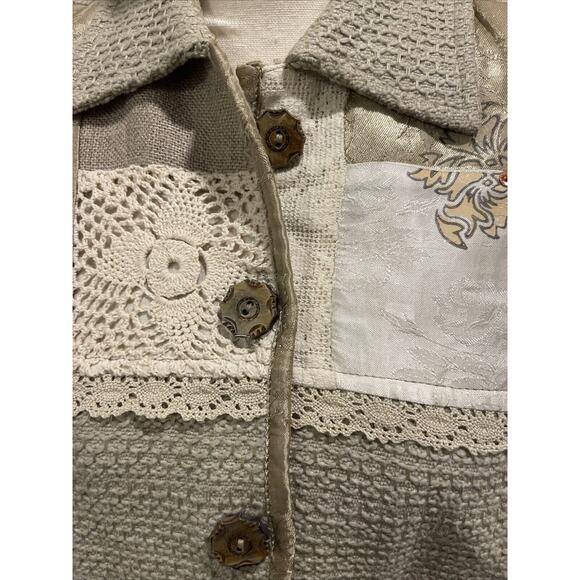 Vintage Think Positive Embellished Tapestry Lace Woven Oversized Jacket Sz Small - Picture 2 of 15